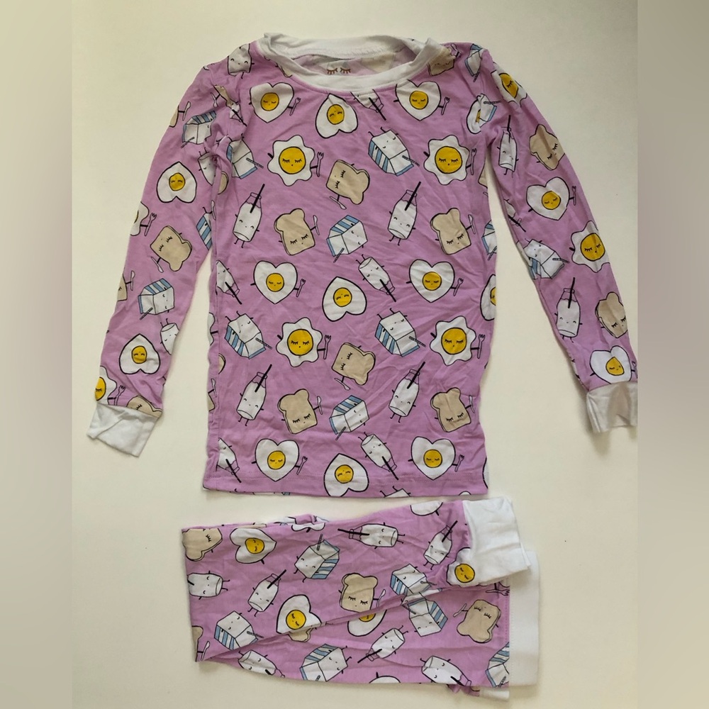 NWOT Little Sleepies Pink Breakfast Buddies Two-Piece Pajama Set